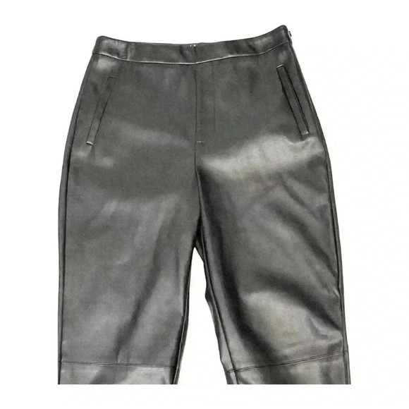 Lulus Keep Your Stride Black Vegan Leather Trouser Leggings Ankle Length SIZE-M - Picture 8 of 13